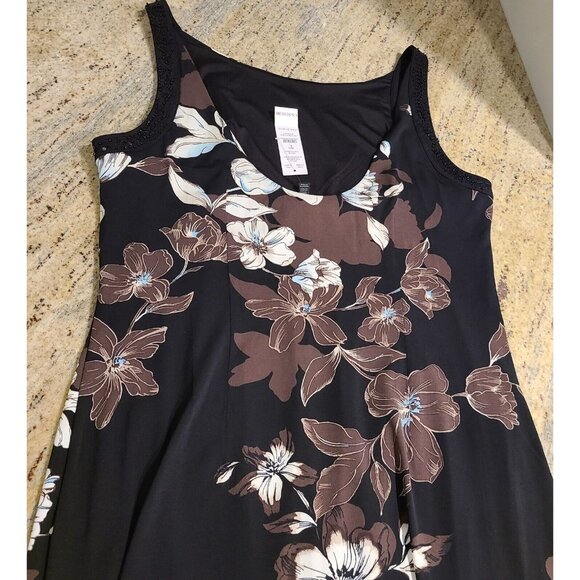 White House Black Market Sz L Dress Black Floral Sheath Embellished Romantic - Picture 8 of 16